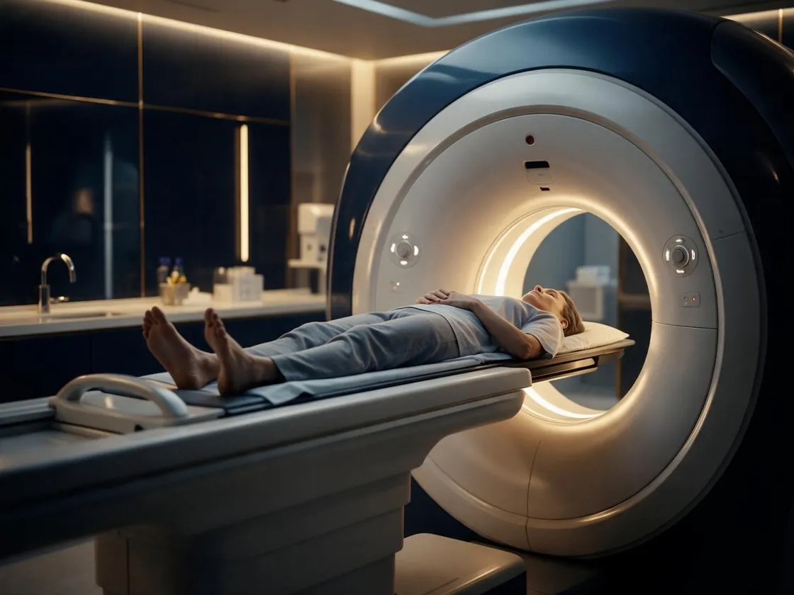Patient entering a CT scanner